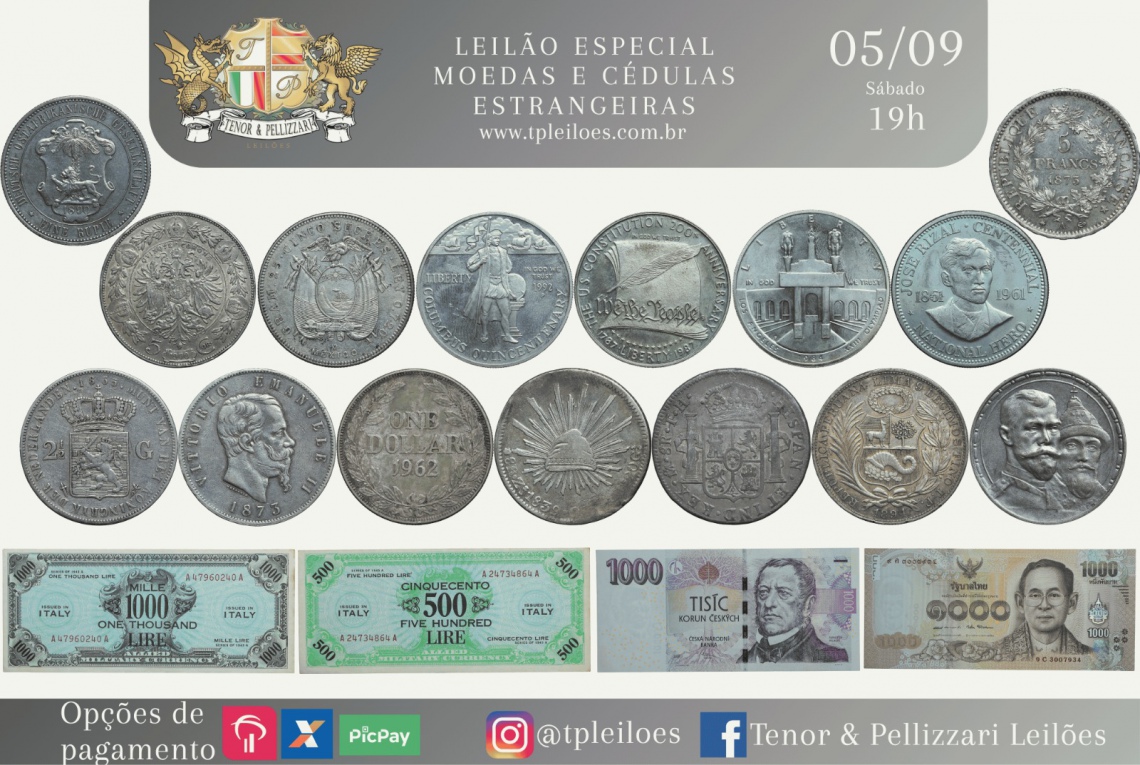Leilão Especial de Moedas e Cédulas Estrangeiras