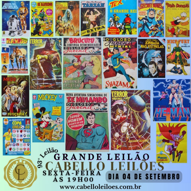 93º Grande Leilão Gibis, Antiguidades, Raridades, Figurinhas, Coleções e Curiosidades