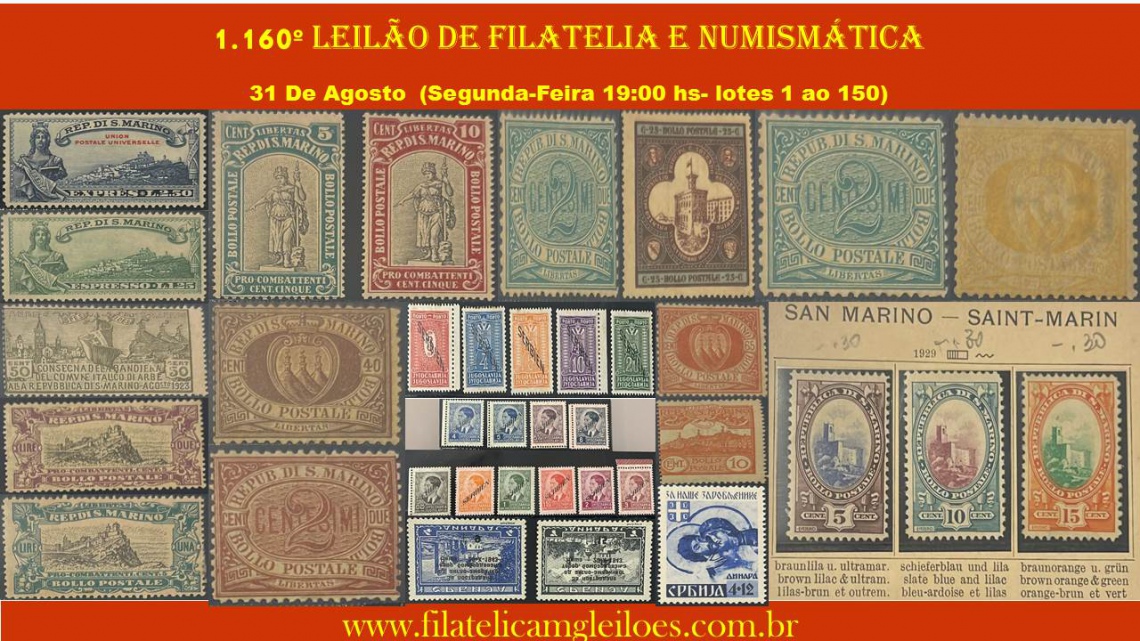 1.160 - Leilão  de  Filatelica e Numismatica