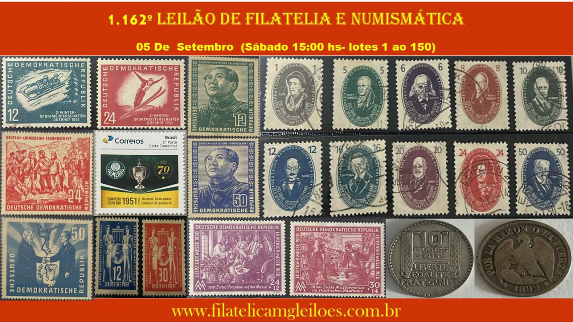 1.162º Leilão de Filatelia e Numismática