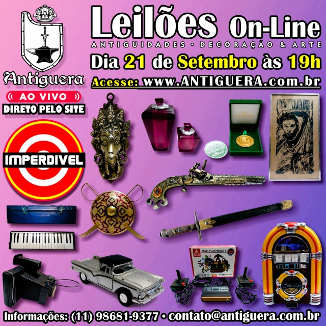 LEILÃO ANTIGUIDADES, COLECIONISMO, DESIGN, DECORAÇÃO & ARTE