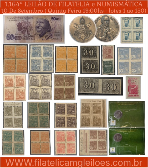 1.164 º Leilão de Filatelia e Numismática
