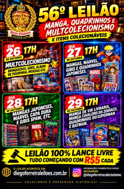 56º LEILÃO de Manga, Quadrinhos Gibis e Multcolecionismo.