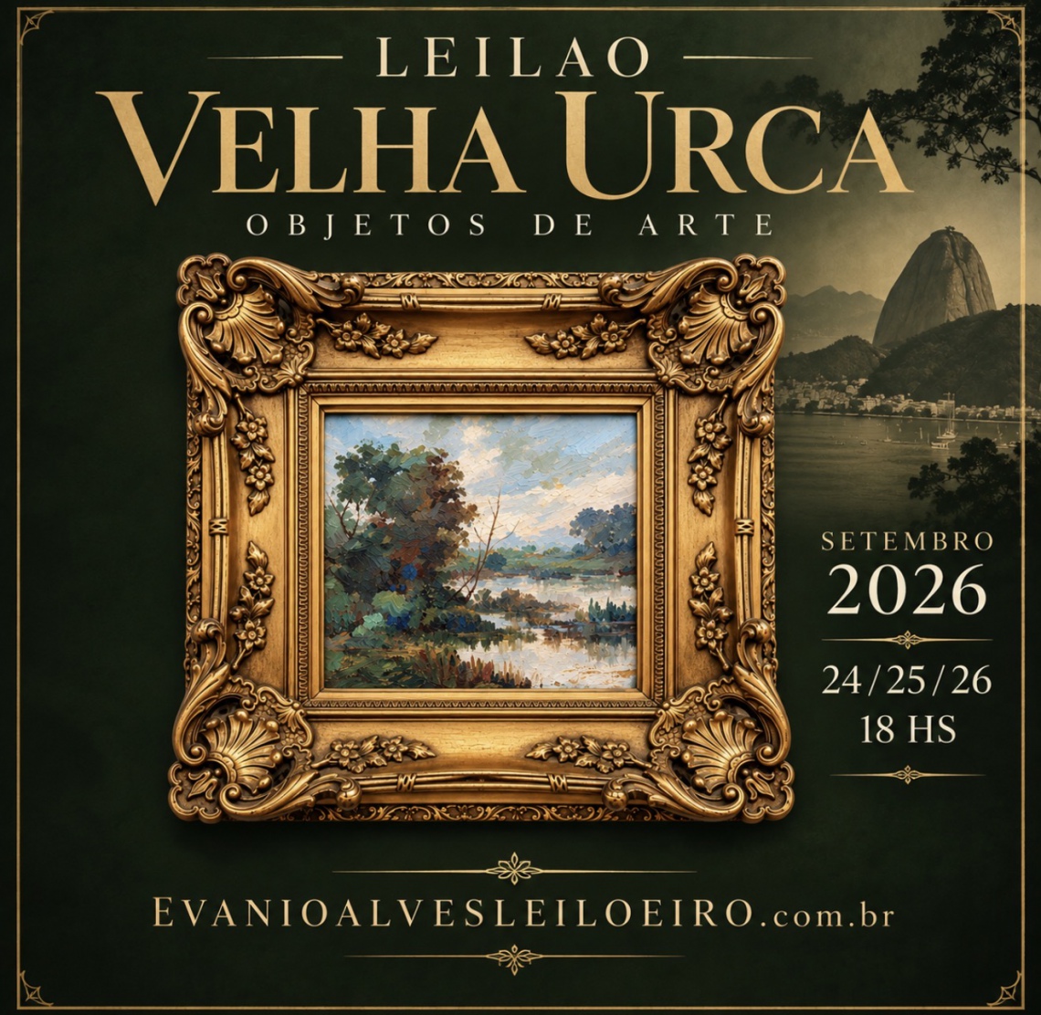 LEILÃO VELHA URCA, OBJETOS DE ARTE, SETEMBRO 2026