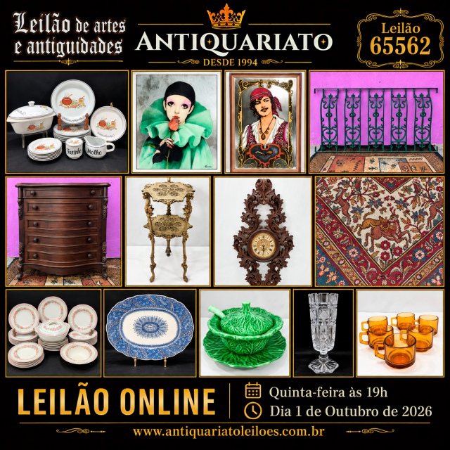 LEILÃO ANTIQUARIATO DE ARTES, ANTIGUIDADES, CURIOSIDADES E COLECIONISMO - 01 OUT 2026