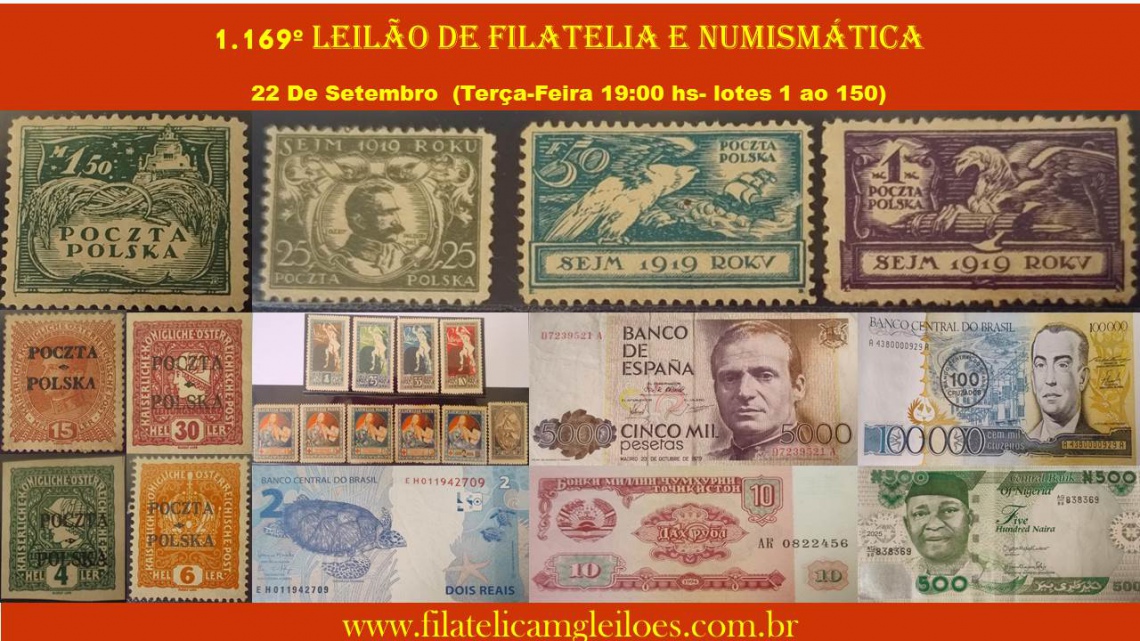 1.169 - Leilão  de  Filatelica e Numismatica