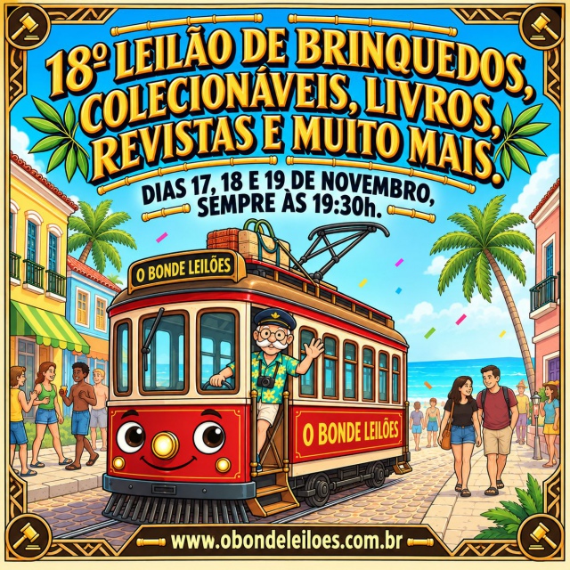 18º LEILÃO DE BRINQUEDOS, COLECIONÁVEIS, LIVROS, REVISTAS E MUITO MAIS.
