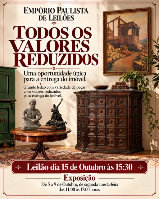 LEILÃO DE ARTE E ANTIGUIDADES - COMISSÃO DE 10% E PAGAMENTO EM 3  VEZES NO CARTÃO DE C