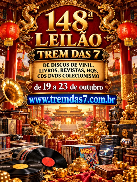 148 ª LEILÃO TREM DAS 7 DE DISCOS DE VINIL, LIVROS, REVISTAS, HQS, CDS DVDS COLECIONISMO