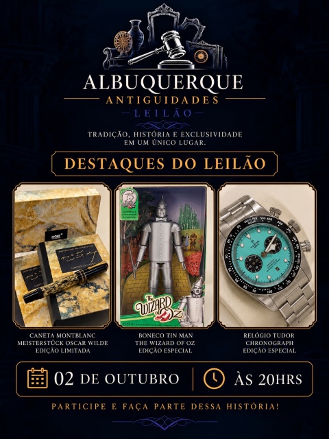 LEILÃO DE ANTIGUIDADES, COLECIONISMO, MILITARIA E RELÓGIOS.