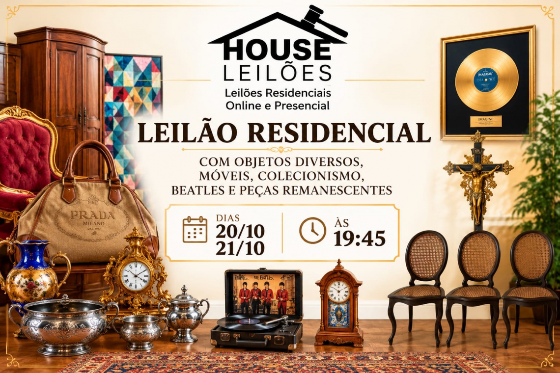 LEILÃO RESIDENCIAL COM OBJETOS DIVERSOS MÓVEIS COLECIONISMO BEATLES E PEÇAS REMANESCENTES