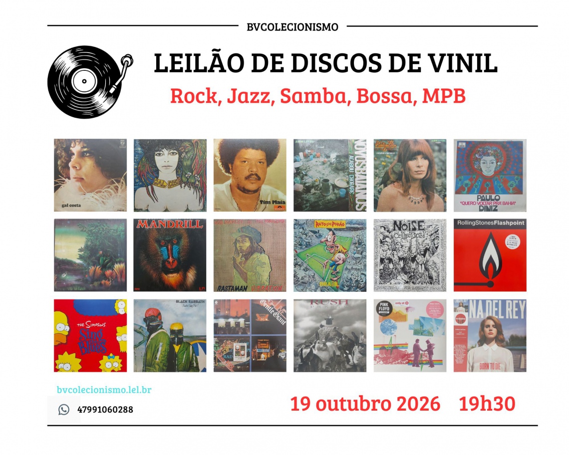 LEILÃO DE DISCOS DE VINIL EM DOSE DUPLA! ROCK, MPB, FUNK, SOUL, SAMBA E JAZZ