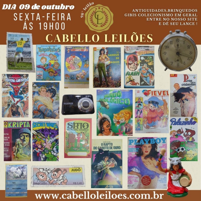 98º Leilão Gibis, Antiguidades, Raridades, Figurinhas, Coleções, Numismática, Livros, e Curiosidades