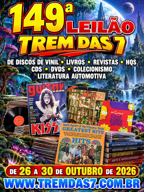 149ª LEILÃO TREM DAS 7 DE DISCOS DE VINIL, LIVROS, REVISTAS, HQS, CDS DVDS COLECIONISMO