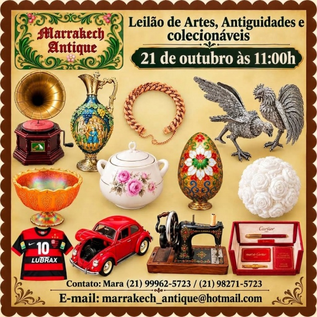 LEILÃO MARRAKECH ANTIQUE DE ARTES, ANTIGUIDADES E COLECIONÁVEIS. ,
