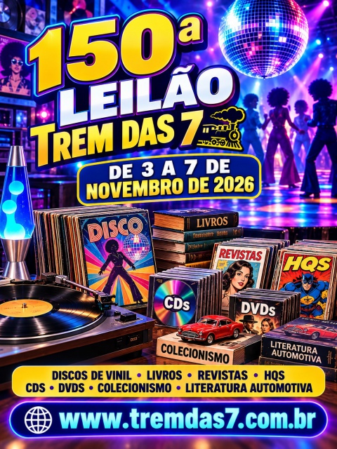 150ª LEILÃO TREM DAS 7 DE DISCOS DE VINIL, LIVROS, REVISTAS, HQS, CDS DVDS COLECIONISMO