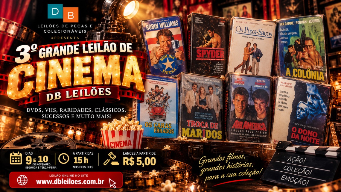 3º Leilão de Cinema DB Leilões - DVD, Blu Ray e VHS.