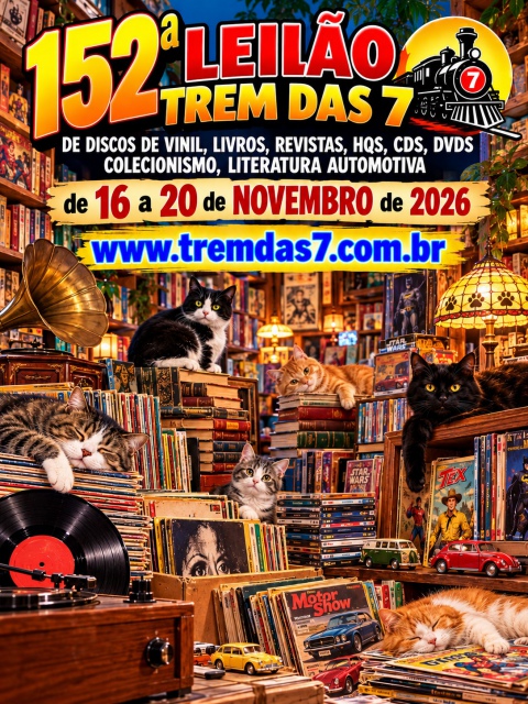 152ª LEILÃO TREM DAS 7 DE DISCOS DE VINIL, LIVROS, REVISTAS, HQS, CDS DVDS COLECIONISMO