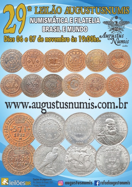 29º LEILÃO AUGUSTUSNUMIS - NUMISMÁTICA E FILATELIA BRASIL E MUNDO