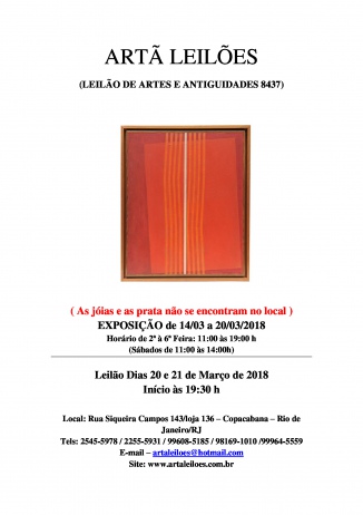 ARTÃ LEILÕES - LEILÃO DE ARTES E ANTIGUIDADES Nº 8437 - PARTE DO ESPÓLIO DE ANTÓNIO S. CHAMPALIMAUD